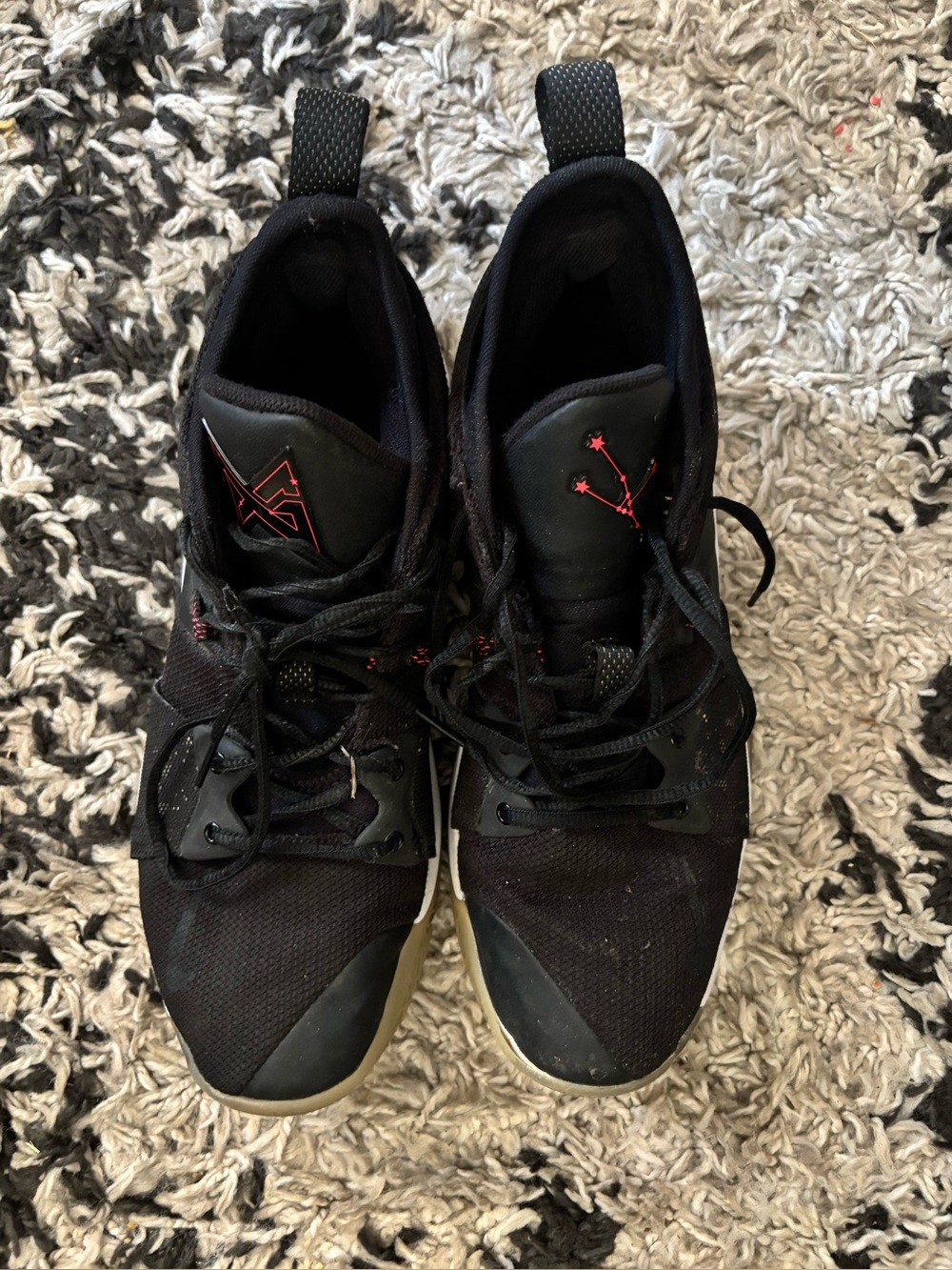 Men's Black Athletic Sneakers with Red Accents